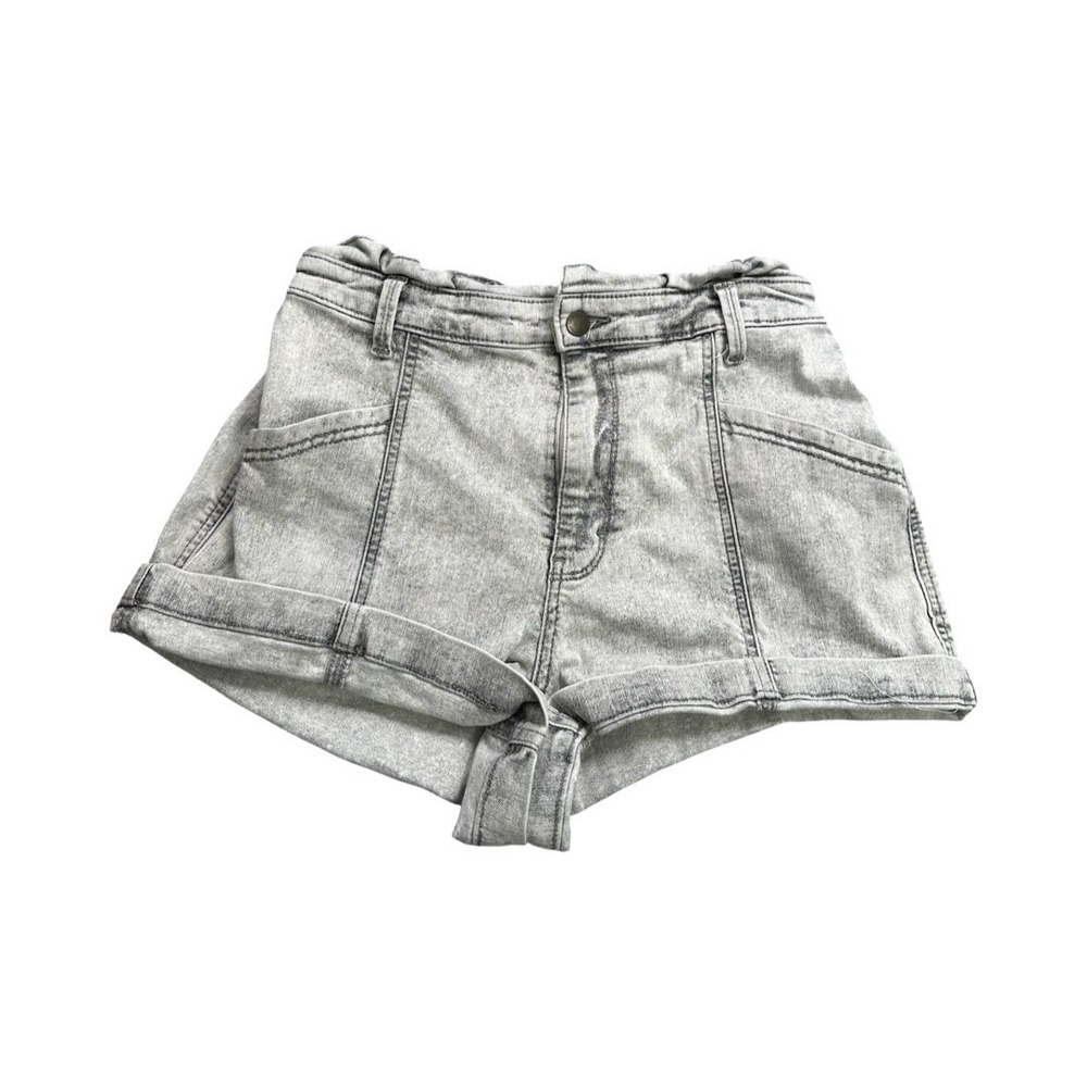 Universal Thread Shorts Womens 6 Gray Denim Acid Wash High Rise Cuffed Stretch